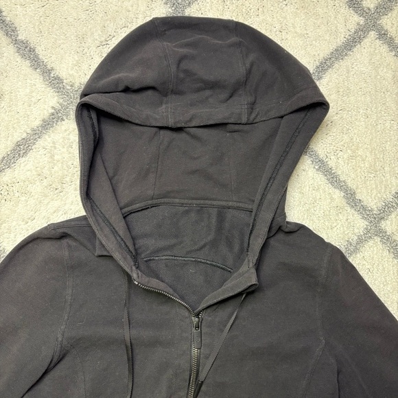 Lululemon Womens 2 Press Pause Black Full Zip Hooded Jacket Stretch French Terry - Picture 5 of 9